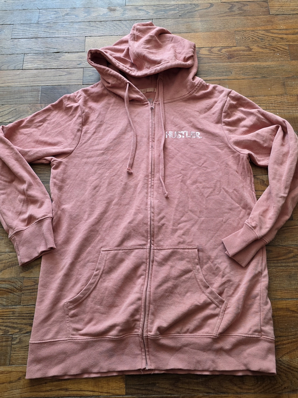 Hustler Hollywood Dusty Rose Zip-Up Teddy Hoodie Jacket
